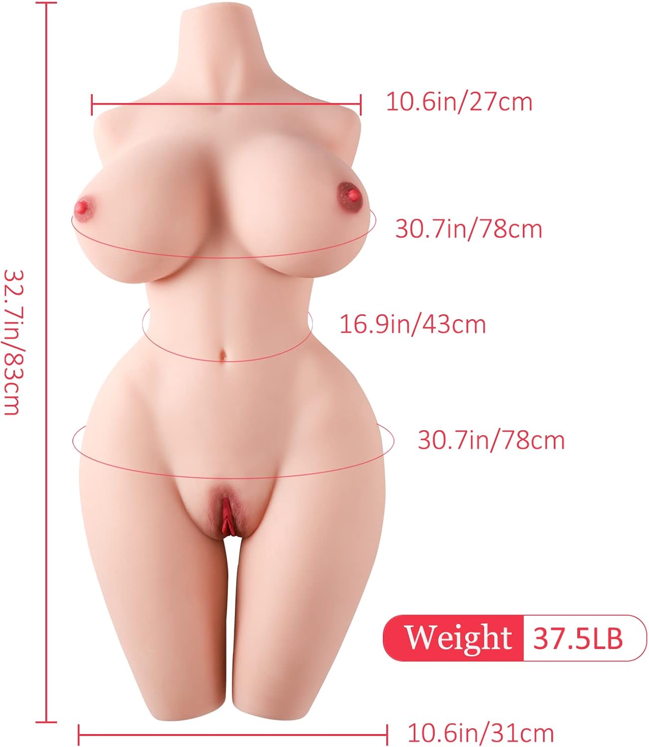 ⚡50%OFF | 37.5LB Full Size Real Sex Doll Torso for Male Masturbator, Life Size Sex Dolls with Big Boob Realistic Pussy Ass Vagina Anal, Male Sex Toys for Man, Realistic Female Torso Sex Dolls for Male Sex Toys