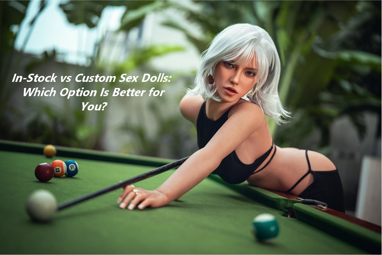 A silver-haired woman playing billiards at a pool table.