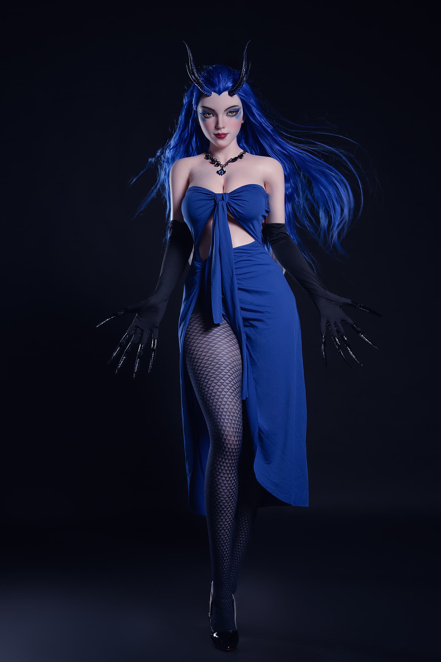 SY Doll | 164cm Slim Silicone Body & Silicone Head with Implanted Blue Hair – Sephira