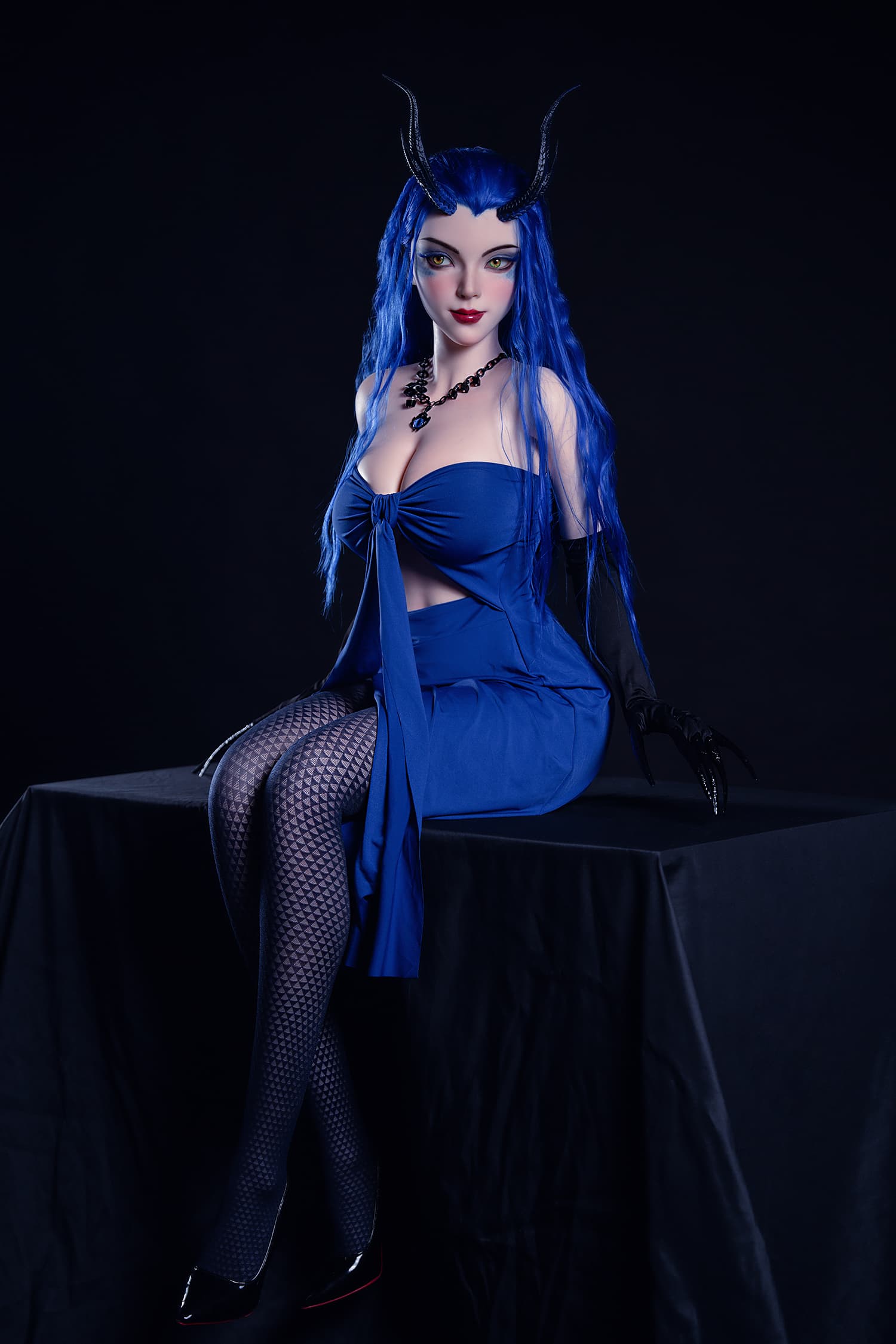 SY Doll | 164cm Slim Silicone Body & Silicone Head with Implanted Blue Hair – Sephira