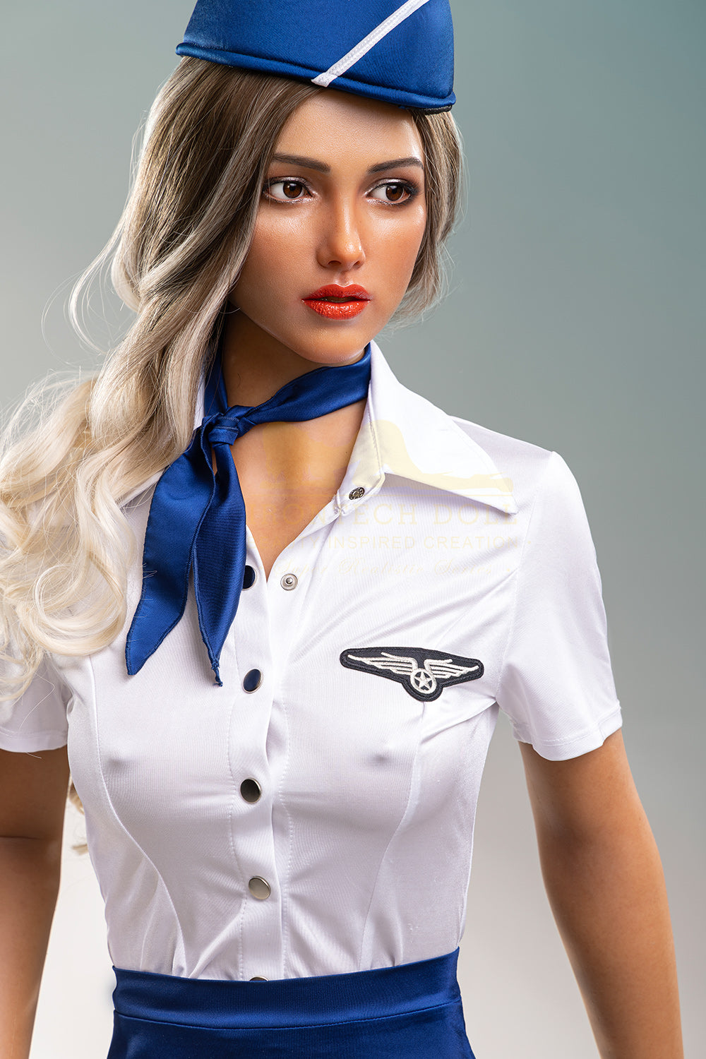 Irontech Doll - 169cm Full Silicone Dark Tanned Stewardess Uniform- Rosalyn